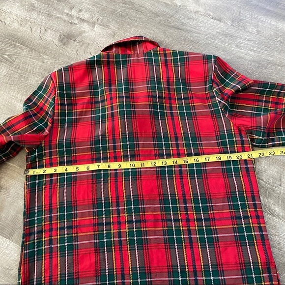 Vintage Plaid Button Down Blouse Shirt Red 12 - Picture 6 of 7